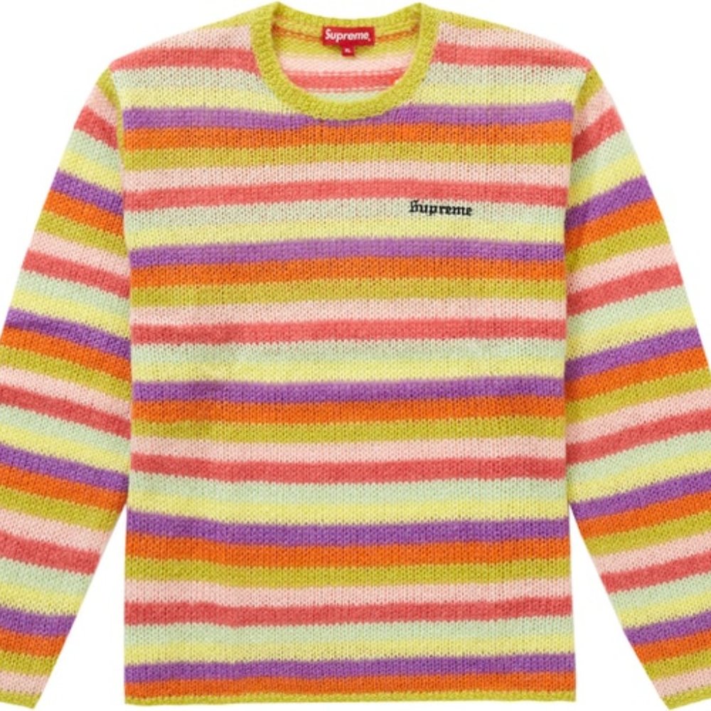Supreme Stripe Mohair Sweater in Acid Green